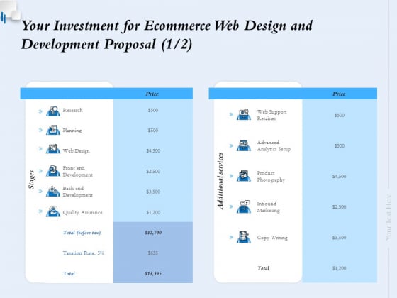 Your Investment For Ecommerce Web Design And Development Proposal Ppt Ideas Diagrams PDF Your Investment For Ecommerce Web Design And Development Proposal Ppt Ideas Diagrams PDF