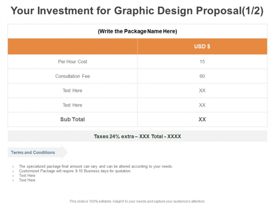 Your Investment For Graphic Design Proposal Consultation Ppt PowerPoint Presentation Gallery Graphics Template