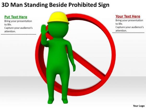 Young Business People 3d Man Standing Beside Prohibited Sign PowerPoint Templates Young Business People 3d Man Standing Beside Prohibited Sign PowerPoint Templates