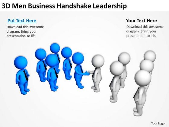Young Business People 3d Men Handshake Leadership PowerPoint Templates