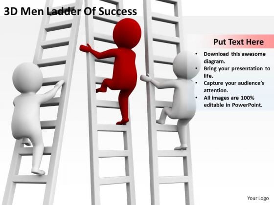 Young Business People 3d Men Ladder Of Success PowerPoint Templates Ppt Backgrounds For Slides