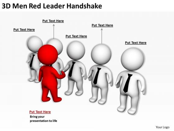 Young Business People 3d Men Red Leader Handshake PowerPoint Templates Young Business People 3d Men Red Leader Handshake PowerPoint Templates