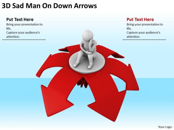 Young Business People 3d Sad Man On Down Arrows PowerPoint Templates Young Business People 3d Sad Man On Down Arrows PowerPoint Templates