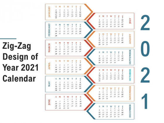 Zig Zag Design Of Year 2021 Calendar Ppt PowerPoint Presentation Inspiration Structure PDF
