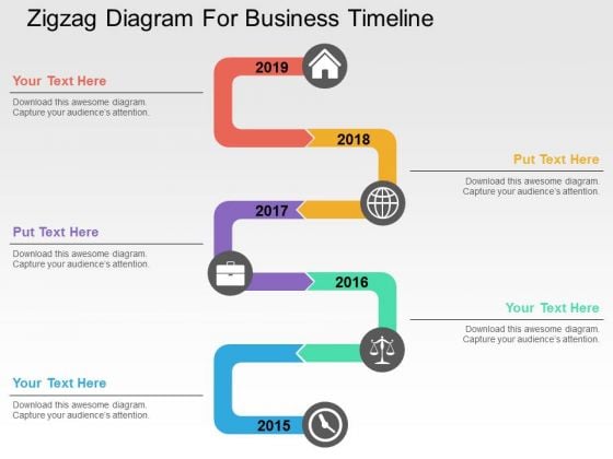 Zigzag Diagram For Business Timeline PowerPoint Templates