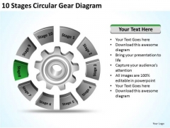 10 Stages Circular Gear Diagram Sample Business Development Plan PowerPoint Slides