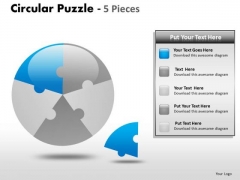 1 Circular Puzzle 5 Pieces PowerPoint Slides And Ppt Diagram Templates