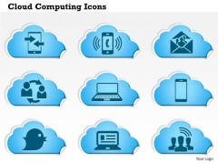 1 Cloud Computing Icons Phone Ringing Email Social Laptop Tweet Communication Ppt Slides