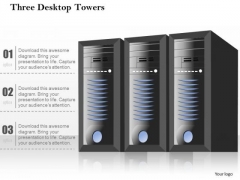 1 Three Desktop Towers Standing Side By Side With Blinky Lights Ppt Slides