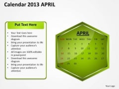 2013 April Calendar PowerPoint Slides Ppt Templates