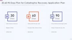 30 60 90 Days Plan For Catastrophe Recovery Application Plan Ideas PDF