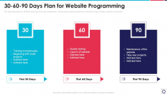 30 60 90 Days Plan For Website Programming Ppt PowerPoint Presentation File Summary PDF