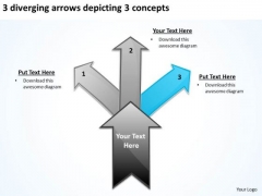 3 Diverging Arrows Depicting Concepts Circular Flow Layout Network PowerPoint Templates