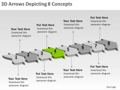 3d Arrows Depicting 8 Concepts Create Flow Charts PowerPoint Templates