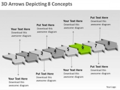 3d Arrows Depicting 8 Concepts Flowchart Slides PowerPoint Templates