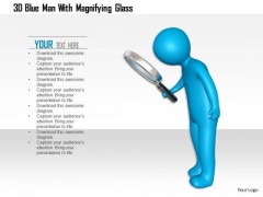 3d Blue Man With Magnifying Glass