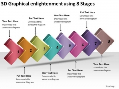 3d Graphical Enlightenment Using 8 Stages Free Flow Charts PowerPoint Slides