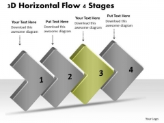 3d Horizontal Flow 4 Stages Ppt Free Chart Slides PowerPoint