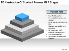 3d Illustration Of Stacked Process 4 Stages Ppt Small Business Planning PowerPoint Slides
