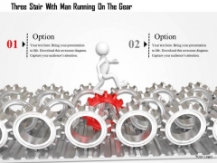 3d Man On Silver Gears PowerPoint Templates