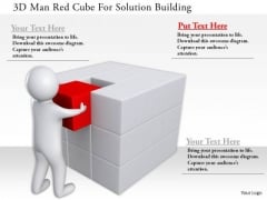 3d Man Red Cube For Solution Building 3d Man Red Cube For Solution Building