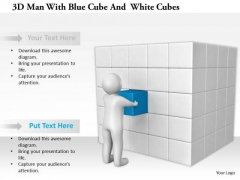 3d Man With Blue Cube And White Cubes 3d Man With Blue Cube And White Cubes
