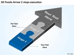 3d Puzzle Arrow 2 Steps Execution Download Business Plan PowerPoint Templates