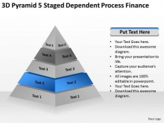 3d Pyramid 5 Staged Dependent Process Finance Ppt Business Plan Wizard PowerPoint Templates