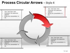 4 Stage Process Flow Relationship Diagram PowerPoint Slides