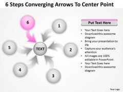 6 Steps Converging Arrows To Center Point Circular Flow Process Chart PowerPoint Slide