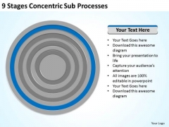 9 Stages Concentric Sub Processes Ppt Business Plan Template PowerPoint Templates