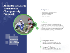 About Us For Sports Tournament Championship Proposal Ppt Professional Deck PDF About Us For Sports Tournament Championship Proposal Ppt Professional Deck PDF