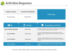 Activities Sequence Ppt PowerPoint Presentation Inspiration Example
