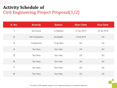 Activity Schedule Of Civil Engineering Project Proposal Survey Ppt Slides Graphics PDF