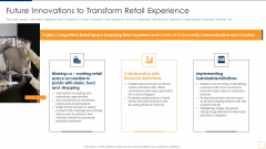 Advancement Of Retail Store In Future Future Innovations To Transform Retail Experience Portrait PDF