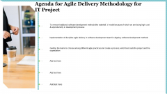 Agenda For Agile Delivery Methodology For IT Project Ppt Inspiration Ideas PDF