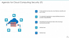 Agenda For Cloud Computing Security IT Ppt Infographic Template Inspiration PDF