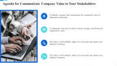 Agenda For Communicate Company Value To Your Stakeholders Download PDF Agenda For Communicate Company Value To Your Stakeholders Download PDF