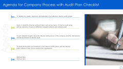Agenda For Company Process With Audit Plan Checklist Professional PDF Agenda For Company Process With Audit Plan Checklist Professional PDF