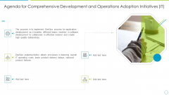 Agenda For Comprehensive Development And Operations Adoption Initiatives IT Diagrams PDF