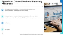 Agenda For Convertible Bond Financing Pitch Deck Ppt Templates PDF Agenda For Convertible Bond Financing Pitch Deck Ppt Templates PDF
