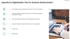Agenda For Digitalization Plan For Business Modernization Template PDF