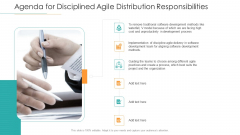 Agenda For Disciplined Agile Distribution Responsibilities Ppt Icon Display PDF Agenda For Disciplined Agile Distribution Responsibilities Ppt Icon Display PDF