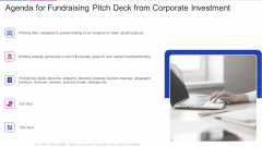 Agenda For Fundraising Pitch Deck From Corporate Investment Elements PDF Agenda For Fundraising Pitch Deck From Corporate Investment Elements PDF