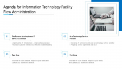Agenda For Information Technology Facility Flow Administration Ppt Infographic Template Samples PDF Agenda For Information Technology Facility Flow Administration Ppt Infographic Template Samples PDF