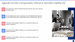 Agenda For Key Components Critical To Devops Viability IT Clipart PDF Agenda For Key Components Critical To Devops Viability IT Clipart PDF