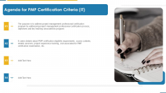 Agenda For PMP Certification Criteria IT Ppt Outline Guide PDF