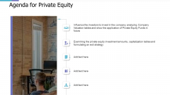 Agenda For Private Equity Investor Pitch Deck For PE Funding Structure PDF