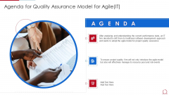 Agenda For Quality Assurance Model For Agile IT Inspiration PDF