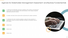Agenda For Stakeholder Management Assessment And Business Fundamentals Summary PDF Agenda For Stakeholder Management Assessment And Business Fundamentals Summary PDF
